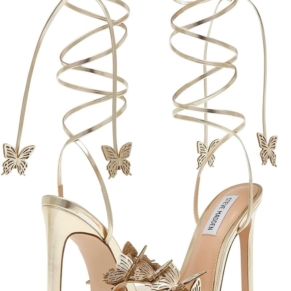 Steve Madden Gold Lace-Up Stiletto Heels